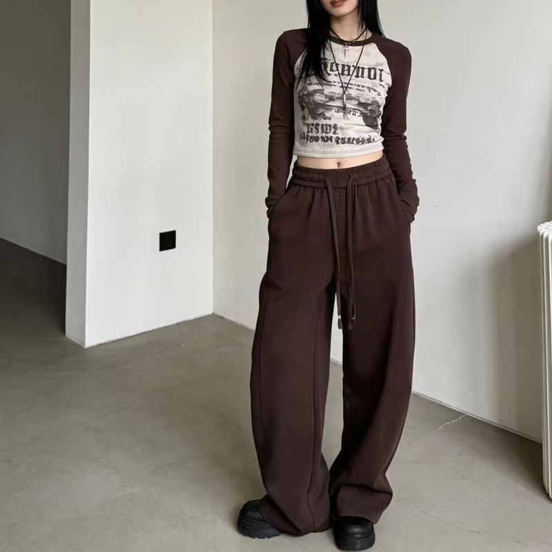 2026美拉德风高腰阔腿裤女宽松显瘦系带休闲裤垂感长裤,女装/女士精品,休闲裤,淘宝优惠券,粉丝福利购,淘宝优惠卷