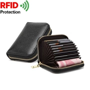 Gói thẻ da organ lớp đầu tiên RFID chống trộm thẻ nữ chủ thẻ kinh doanh nam Gói đa năng dây kéo ví nhỏ - Ví / chủ thẻ