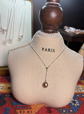 S925银9-10mm紫珠Y字链项链锁骨链人鱼链