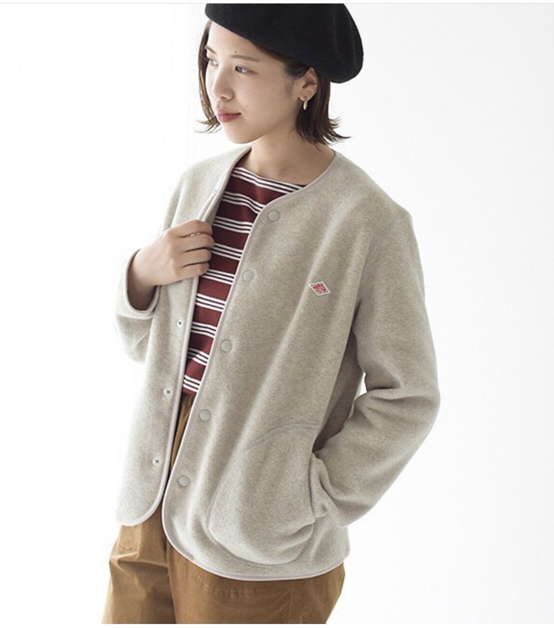 日本订单秋冬新品经典简约日系摇粒绒纽扣女士短外套夹克danton