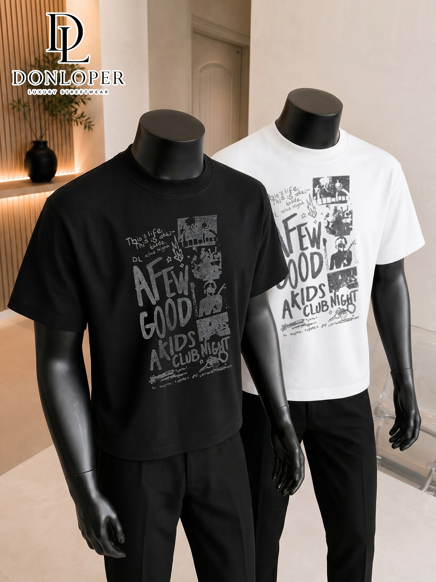 Yay üçün naxışlı kişi qısaqol pambıq t-shirt