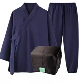 道家三清乾坤套装 男女斜襟练功服三宝领道服武当太极服居士服修禅