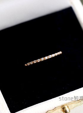 925纯银微笑小排钻简约精致戒指 经典复古百搭U形曲线指环