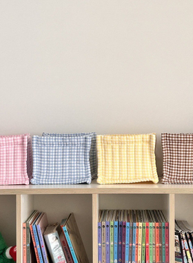 韩国ins风家居格子绗缝布艺收纳盒玩具卫生巾杂物书桌整理收纳筐