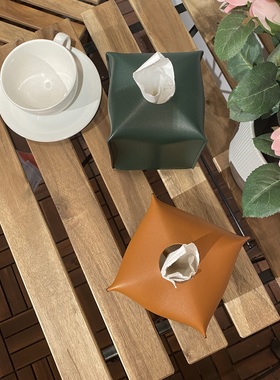 北欧ins皮质高档卫生间简约原创抽纸筒纸巾盒有芯圆形卷纸收纳盒