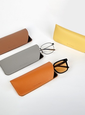 原创ins日系PU简约便携男士女士近视眼镜包墨镜收纳盒皮质眼镜袋