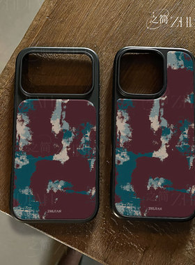 之简ZHIJIAN《抽象涂鸦》电镀黑框磨砂磁吸手机壳适用苹果iphone17promax华为12/13/14P70ULTRAP70PRO