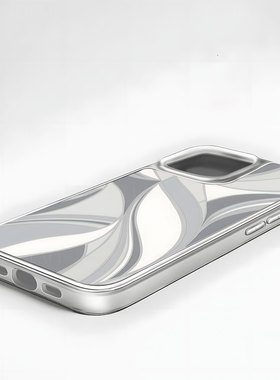 灰白曲线交织大孔电镀黑框磨砂磁吸碳纤纹手机壳适用苹果iphone17promax华为全包按键小米14PRO12/13/14