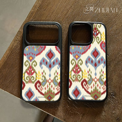 之简ZHIJIAN《多彩花纹》电镀黑框磨砂磁吸手机壳适用苹果iphone17promax华为P70ULTRAMATE60PRO小米14PRO