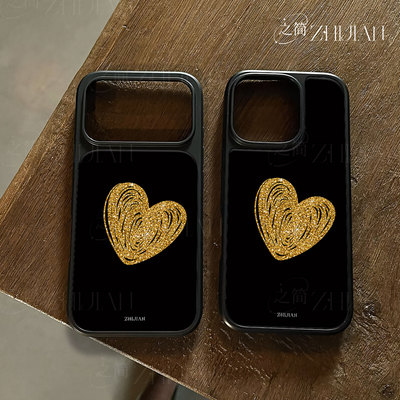 之简ZHIJIAN《金心闪耀》电镀黑框磨砂磁吸手机壳适用苹果iphone17promax华为小米14PROP70ULTRAMATE60PRO