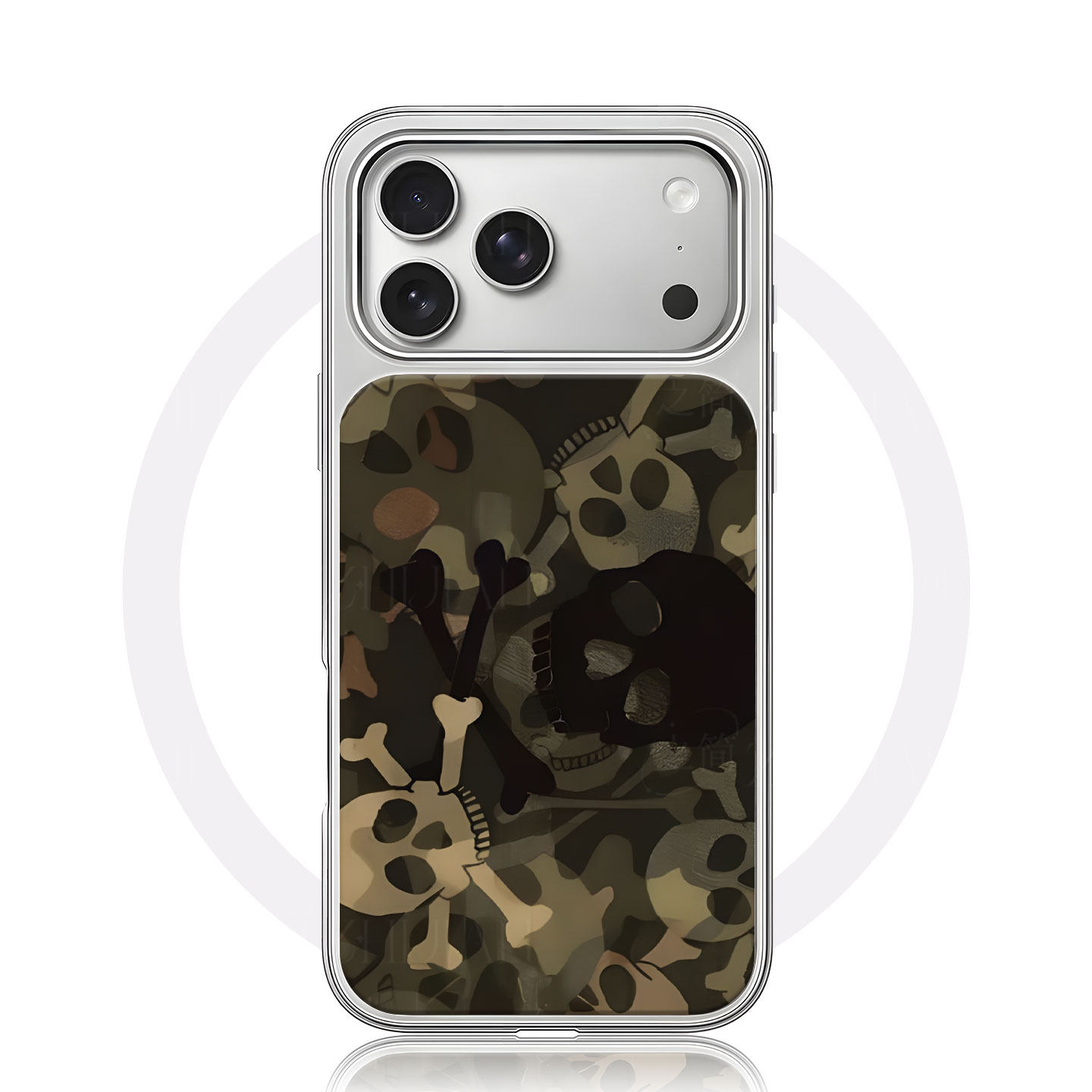 骷髅骨头大孔电镀黑框磨砂磁吸碳纤纹手机壳适用苹果iphone17promax华为12/13/14MATE60PRO15/16PLUS