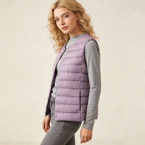 轻薄羽绒内胆女圆领马甲