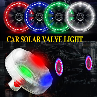 太阳能七彩爆闪装饰灯自行车轮毂灯山地车气门嘴灯摩托车轮胎灯