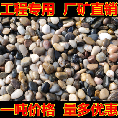 天然鹅卵石雨花石原石铺地铺路石子园林工程路面白黄红五彩石头吨