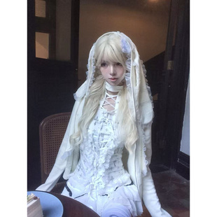 【小雨的岛】亚文化暗黑哥特兔耳印花毛衣外套百搭黑白双色上衣女