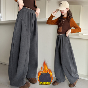 女童裤子加绒糯米裤2025新款中大童洋气弯刀裤加厚儿童冬季休闲裤