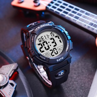 TPW50米游泳防水电子表夜光大屏大数字青少年户外运动时尚 手表男