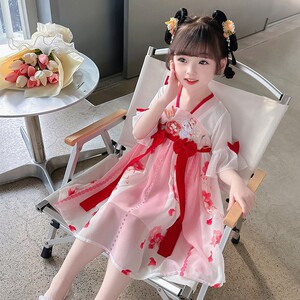 汉服女童夏款2023新款超仙古风连衣裙儿童小女孩中国风唐装襦裙