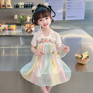 女童汉服夏装2023新款中国风公主裙襦裙女宝宝超仙古装连衣裙唐装