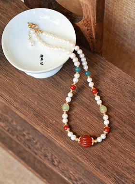 韶华记珍珠玛瑙多宝汉服璎珞项链