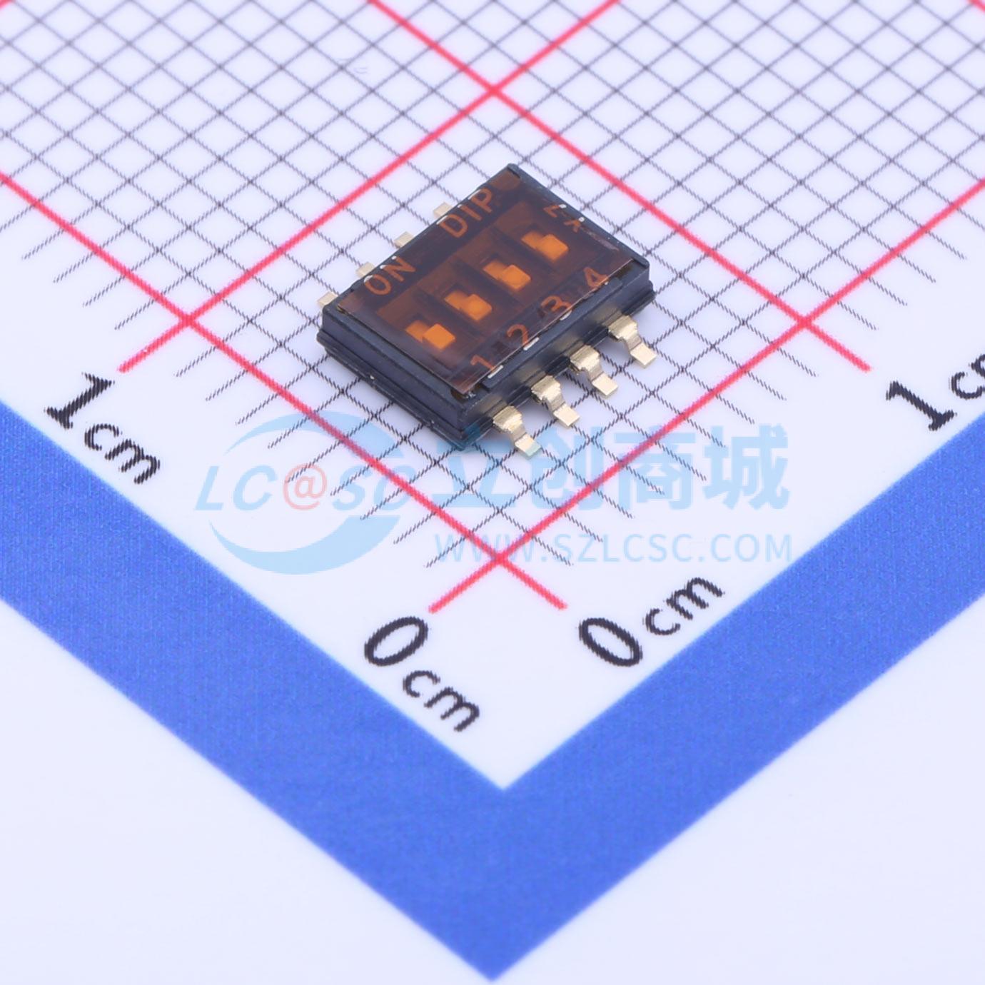 拨码开关 DHN-04F-T-V-T/R SMD-8P,4.5x6.3mm 电子元器件配单