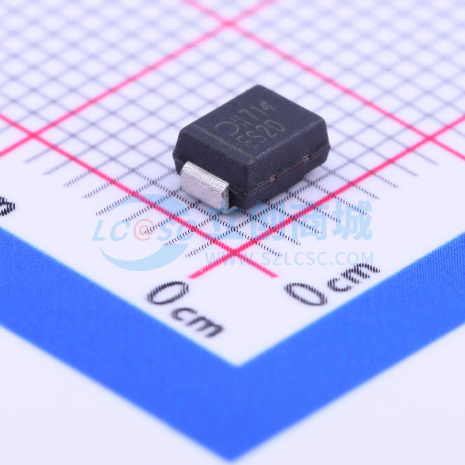 快恢复/高效率二极管 ES2D-13-F SMB 200V 2A DIODES(美台) 原装