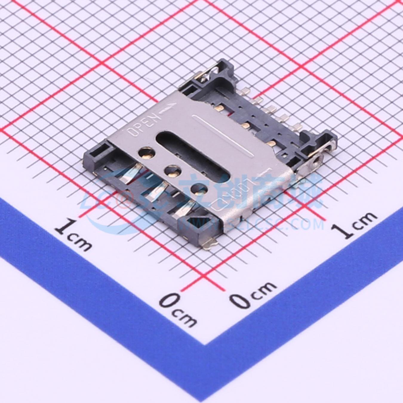 SIM卡连接器 HYC240-SIM06-150 SMD翻盖式 NanoSIM卡卡座 1.5mm