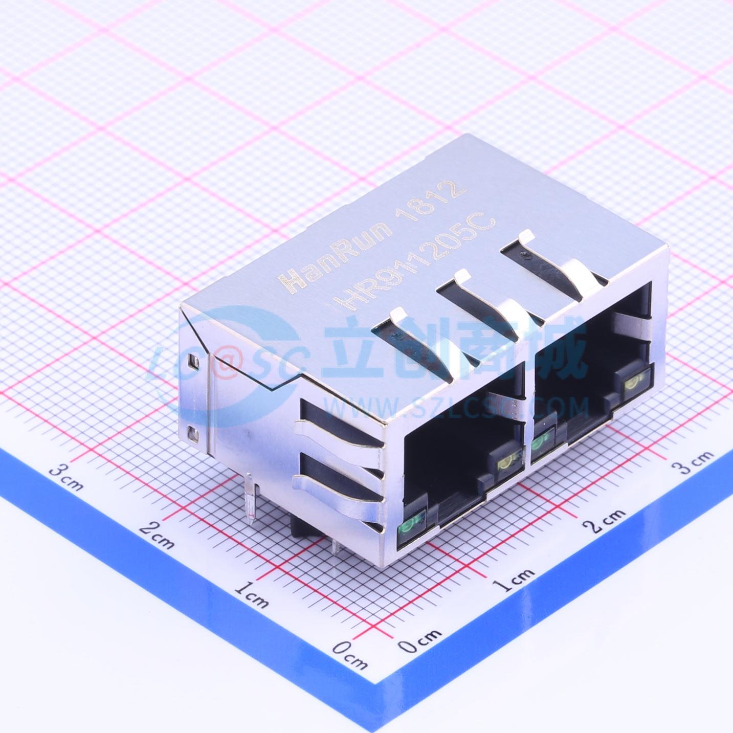 以太网连接器 HR911205C RJ45插座 带LED 电子元器件