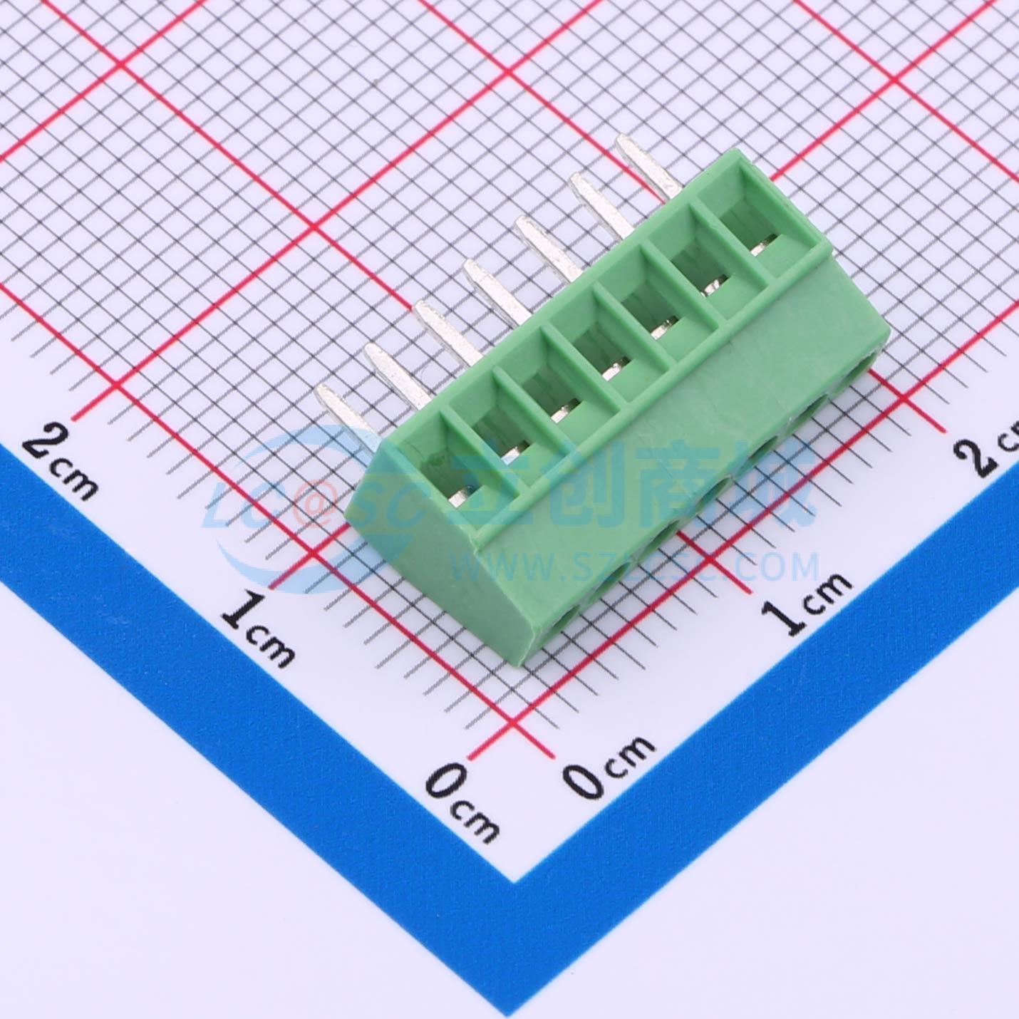 螺钉式接线端子 MX128-2.54-07P-GN01-Cu-Y-A 插件,P=2.54mm 1x7P