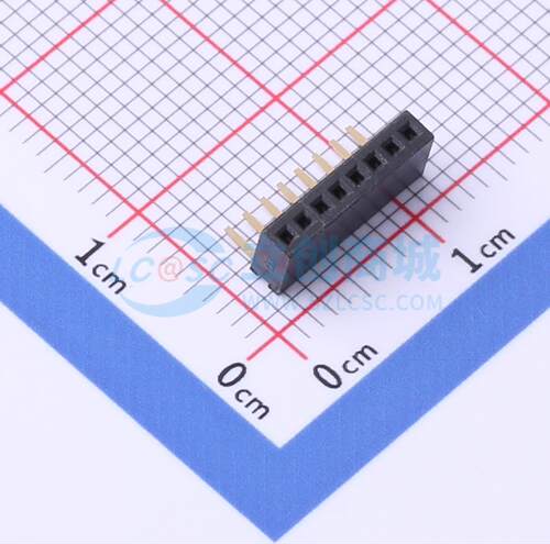 排母 X1311FR-08-C43D24 弯插,P=1.27mm 1x8P 方孔 电子元器件