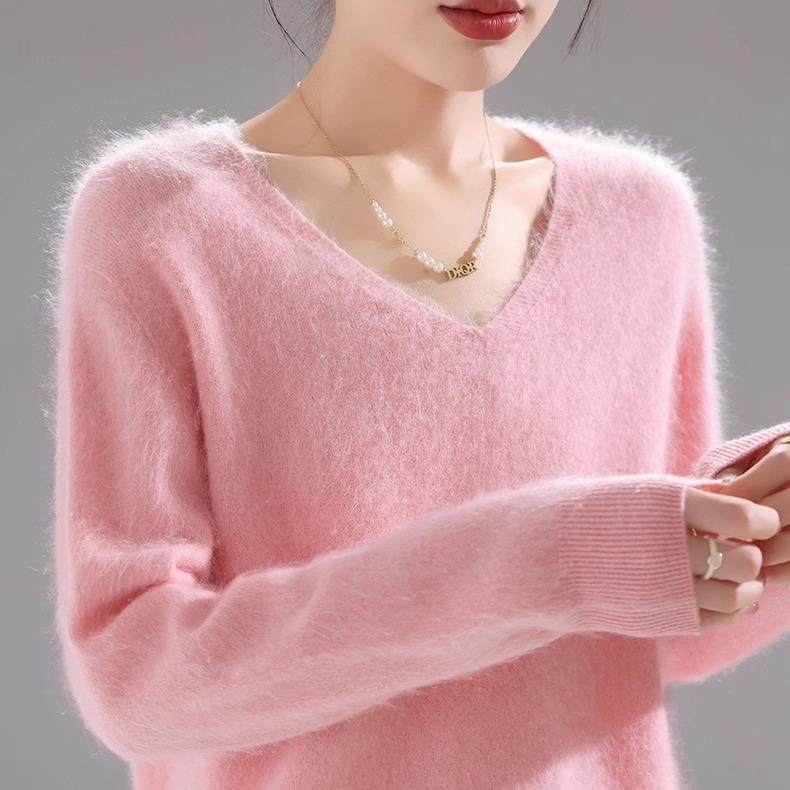 100%拉绒山羊绒+绵羊毛无缝一体亲肤柔软针织拉绒圆V领宽松打底衫,女装/女士精品,羊绒衫,淘宝优惠券,粉丝福利购,淘宝优惠卷