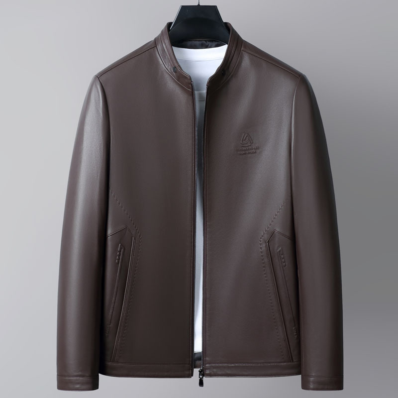 2025年海宁新款头层绵羊皮衣男士秋季高端真皮夹克立领商务外套