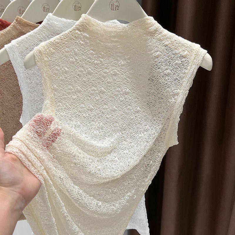 叠穿假领子无袖蕾丝小衫秋半高领网纱背心打底衫高端女士毛衣内搭,女装/女士精品,蕾丝衫/雪纺衫,淘宝优惠券,粉丝福利购,淘宝优惠卷