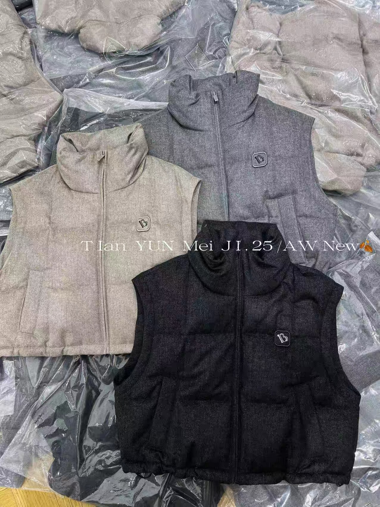 欧洲站2025秋冬新款立领拉链羊毛95白鹅绒羽绒马甲背心外套DY1357