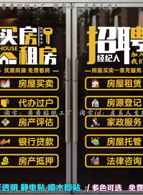 房产中介玻璃门贴纸房屋租售项目