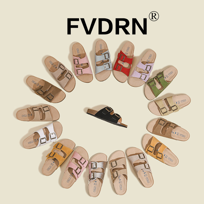 垫脚全真皮~勃肯鞋女2025新款休闲搭扣凉拖女夏外穿博肯凉鞋