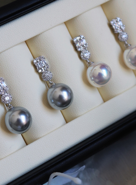 戴妃款人造澳白珍珠耳钉S925银针施家珍珠耳环耳坠镶钻小众高级感