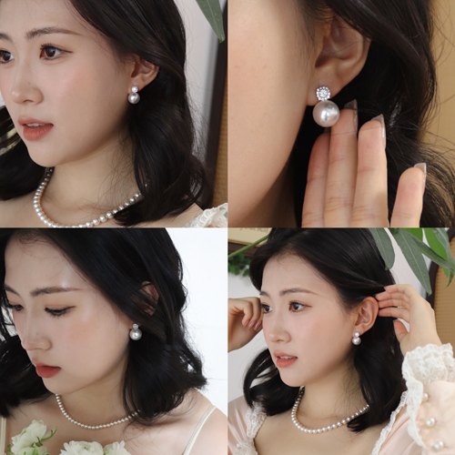 戴妃珍珠耳环人造澳白925纯银