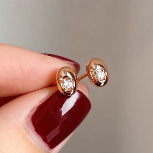 耳饰 玫瑰金色小金豆耳环女小巧精致耳钉2025年新款 跨年礼物