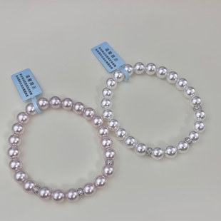 澳白曼塔玫瑰珍珠手链奥地利施家珠弹力绳锆石隔珠精致小众手串女