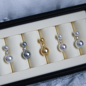 耳环人造冷光澳白S925纯银正圆强光高级感 珍珠耳钉双珠款 玉落