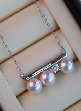 许诗晴同款通体纯银平衡木项链