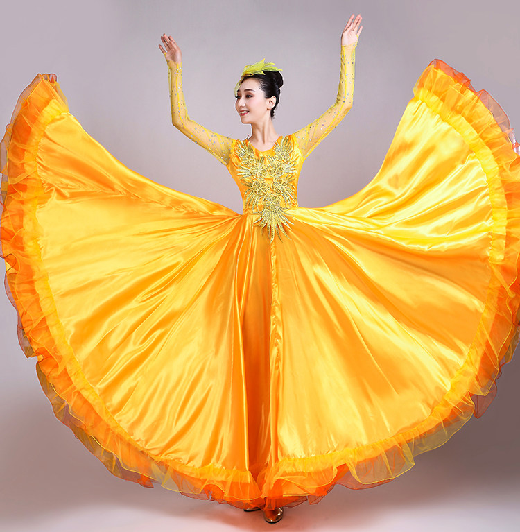开场舞大摆裙女成人2018新款大气大型舞蹈服装歌伴舞台演出服长裙
