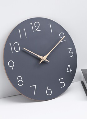 北欧时尚10英寸客厅挂钟简约风美容院挂钟墙装饰钟表静音MDF时钟