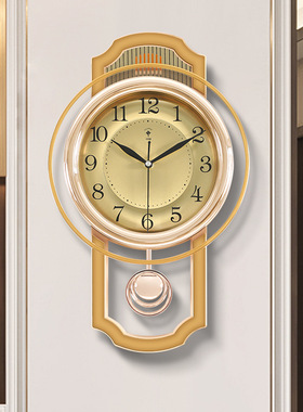 经典家用时尚轻奢时钟表简约现代新中式客厅挂钟挂墙表静音摇摆钟