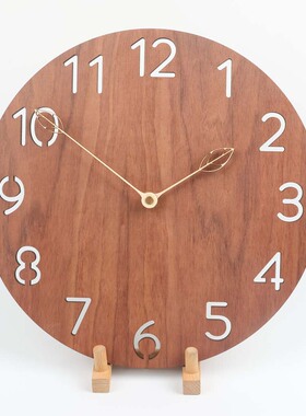 大型实木钟表胡桃木纹挂钟北欧简约静音家用客厅卧室装饰挂墙钟