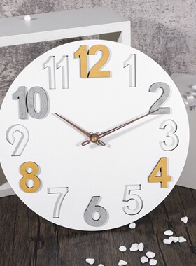 热销北欧挂钟双层MDF家用钟表挂墙上时尚大气轻奢静音时钟免打孔