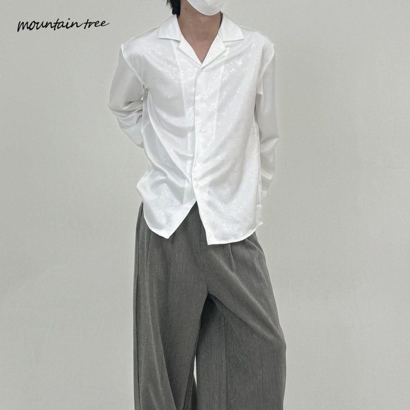 mountain tree上身秒变气质型 高级感爆棚的设计感小众纹理衬衫男