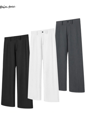 mountain tree重磅tr混纺垂感A字直筒宽松休闲通勤西裤长裤男简约