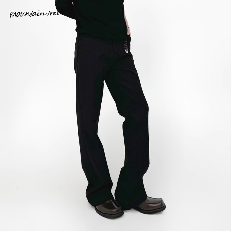 mountain tree高街vibe开叉微喇叭西裤男垂坠感高级感堆积拖地裤